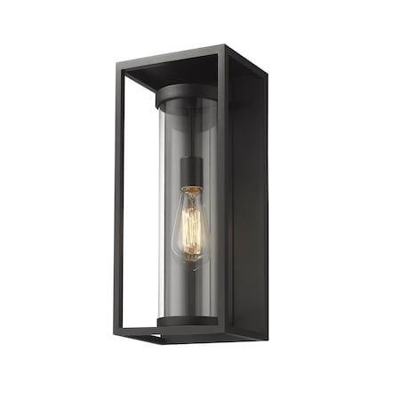 Z-Lite Dunbroch 1 Light Outdoor Wall Sconce, Black & Clear 584M-BK